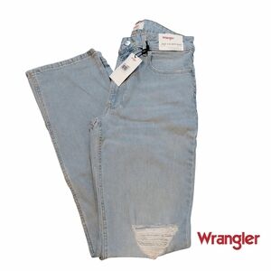 NWT Wrangler High Rise Bold Boot Jeans Light Wash Distressed Size 4 27x32